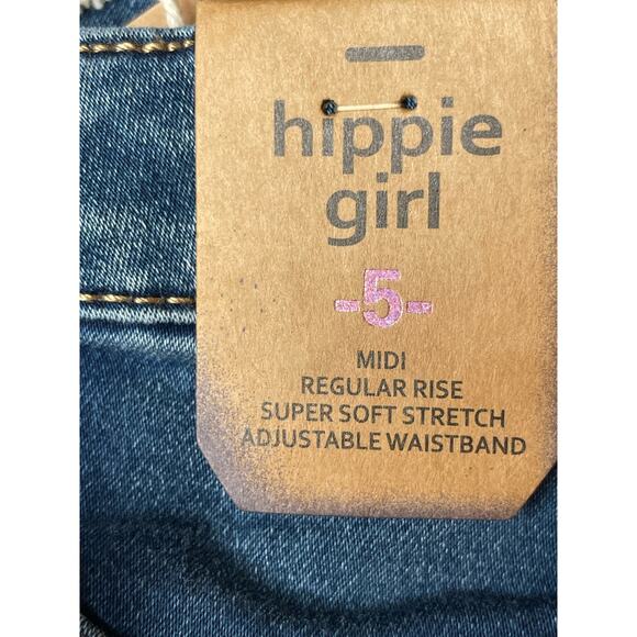 Lot of 2 Hippie Girl Stretch Regular Fit Midi Rise Shorts  Size 5 Blue NWT - Picture 5 of 6